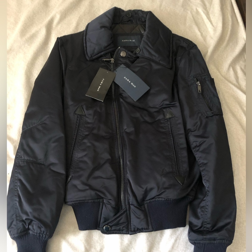 Zara men navy blue jacket
